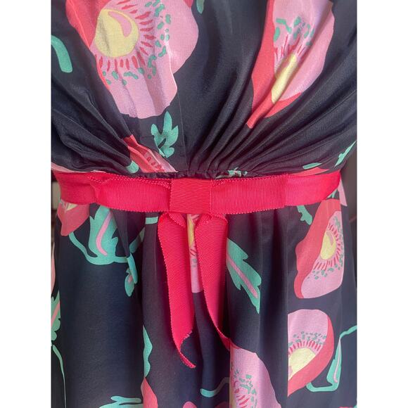 Y2K ANNA SUI for Anthropologie Strapless Floral Silk Dress Size 6 - Picture 4 of 6